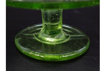 大正〜昭和初期　当時物　プレスガラス　青縁　輪花　アイスクリームコップ　涼しげな佇まいの氷コップ3点セット(水色、グラス、硝子、和ガラス)(R-082803)