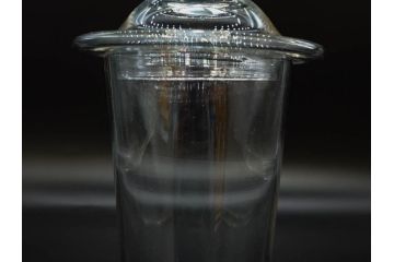 剣先ガラス瓶　標本瓶　高さ 約35cm・33.5cm　洗練されたデザインに惹かれるガラス瓶2点セット(保存ビン、硝子、薬瓶、蓋付き)(R-082805)