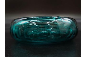 昭和初期　切子　プレスガラス　お部屋に清涼感をもたらすボウル2点&灰皿セット(青、硝子、ガラス鉢、深皿、アシュトレイ、器、和ガラス)(R-082808)