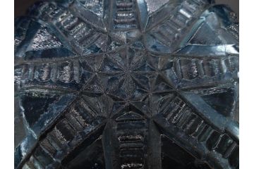 昭和初期　切子　プレスガラス　お部屋に清涼感をもたらすボウル2点&灰皿セット(青、硝子、ガラス鉢、深皿、アシュトレイ、器、和ガラス)(R-082808)