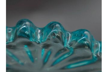 昭和初期　切子　プレスガラス　お部屋に清涼感をもたらすボウル2点&灰皿セット(青、硝子、ガラス鉢、深皿、アシュトレイ、器、和ガラス)(R-082808)