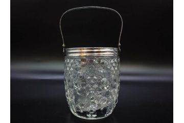 昭和初期　ガラス　上品なデザインが美しいアイスペール(硝子、氷入れ、アイスバスケット、氷おけ、氷桶、アイストング付)(R-082809)