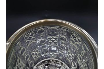 昭和初期　ガラス　上品なデザインが美しいアイスペール(硝子、氷入れ、アイスバスケット、氷おけ、氷桶、アイストング付)(R-082809)