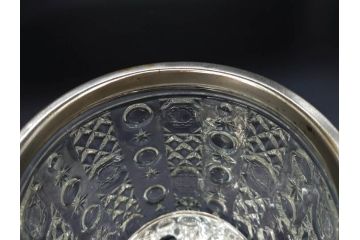 昭和初期　ガラス　上品なデザインが美しいアイスペール(硝子、氷入れ、アイスバスケット、氷おけ、氷桶、アイストング付)(R-082809)