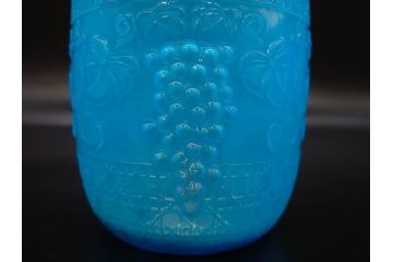 葡萄文様　ガラス　エンボス　鮮やかな色が目を引くアイスペール(ぶどう、ブドウ、あめや瓶、硝子、氷入れ、アイスバスケット、氷おけ、氷桶、アイストング付)(R-082810)