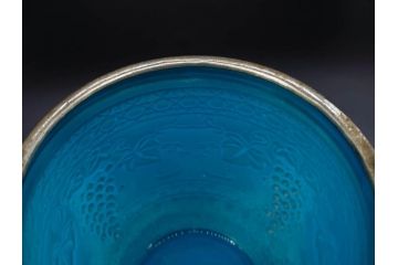 葡萄文様　ガラス　エンボス　鮮やかな色が目を引くアイスペール(ぶどう、ブドウ、あめや瓶、硝子、氷入れ、アイスバスケット、氷おけ、氷桶、アイストング付)(R-082810)