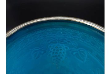 葡萄文様　ガラス　エンボス　鮮やかな色が目を引くアイスペール(ぶどう、ブドウ、あめや瓶、硝子、氷入れ、アイスバスケット、氷おけ、氷桶、アイストング付)(R-082810)