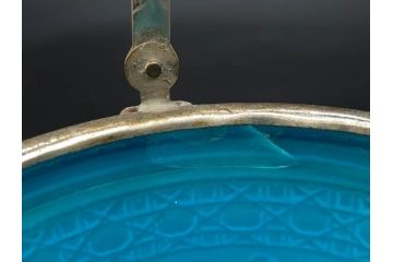 葡萄文様　ガラス　エンボス　鮮やかな色が目を引くアイスペール(ぶどう、ブドウ、あめや瓶、硝子、氷入れ、アイスバスケット、氷おけ、氷桶、アイストング付)(R-082810)