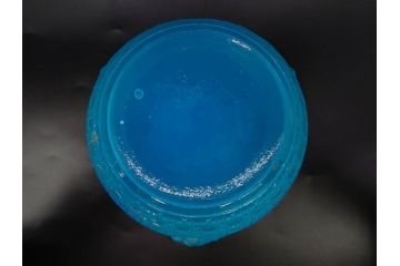 葡萄文様　ガラス　エンボス　鮮やかな色が目を引くアイスペール(ぶどう、ブドウ、あめや瓶、硝子、氷入れ、アイスバスケット、氷おけ、氷桶、アイストング付)(R-082810)