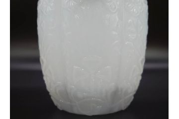 ガラス　乳白色　花文様　愛らしい印象のアイスペール(硝子、氷入れ、アイスバスケット、氷おけ、氷桶)(R-082811)