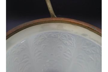 ガラス　乳白色　花文様　愛らしい印象のアイスペール(硝子、氷入れ、アイスバスケット、氷おけ、氷桶)(R-082811)