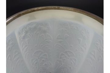 ガラス　乳白色　花文様　愛らしい印象のアイスペール(硝子、氷入れ、アイスバスケット、氷おけ、氷桶)(R-082811)