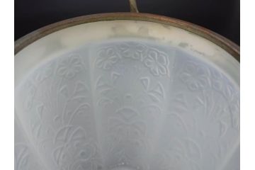 ガラス　乳白色　花文様　愛らしい印象のアイスペール(硝子、氷入れ、アイスバスケット、氷おけ、氷桶)(R-082811)