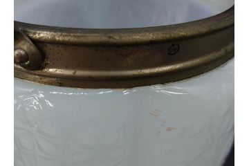 ガラス　乳白色　花文様　愛らしい印象のアイスペール(硝子、氷入れ、アイスバスケット、氷おけ、氷桶)(R-082811)