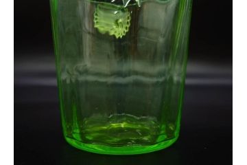 昭和初期　ウランガラス　表面の装飾が美しく際立つアイスペール(硝子、氷入れ、アイスバスケット、氷おけ、氷桶)(R-082812)
