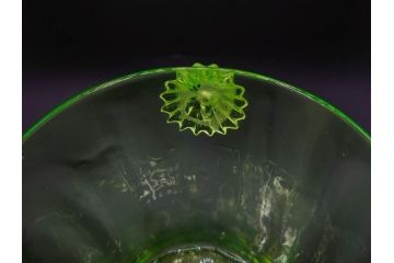 昭和初期　ウランガラス　表面の装飾が美しく際立つアイスペール(硝子、氷入れ、アイスバスケット、氷おけ、氷桶)(R-082812)