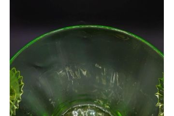 昭和初期　ウランガラス　表面の装飾が美しく際立つアイスペール(硝子、氷入れ、アイスバスケット、氷おけ、氷桶)(R-082812)