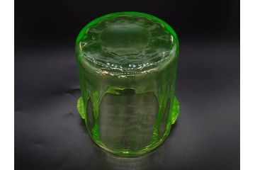 昭和初期　ウランガラス　表面の装飾が美しく際立つアイスペール(硝子、氷入れ、アイスバスケット、氷おけ、氷桶)(R-082812)