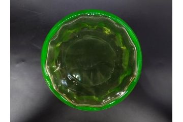 昭和初期　ウランガラス　表面の装飾が美しく際立つアイスペール(硝子、氷入れ、アイスバスケット、氷おけ、氷桶)(R-082812)