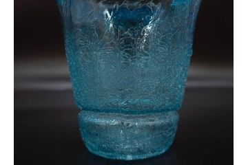 氷裂文　青色　ガラス　涼やかな佇まいのアイスペール(ひび焼き?、硝子、氷入れ、アイスバスケット、氷おけ、氷桶)(R-082813)