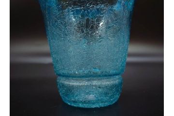 氷裂文　青色　ガラス　涼やかな佇まいのアイスペール(ひび焼き?、硝子、氷入れ、アイスバスケット、氷おけ、氷桶)(R-082813)