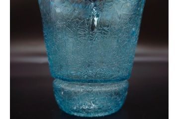氷裂文　青色　ガラス　涼やかな佇まいのアイスペール(ひび焼き?、硝子、氷入れ、アイスバスケット、氷おけ、氷桶)(R-082813)