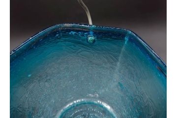 氷裂文　青色　ガラス　涼やかな佇まいのアイスペール(ひび焼き?、硝子、氷入れ、アイスバスケット、氷おけ、氷桶)(R-082813)