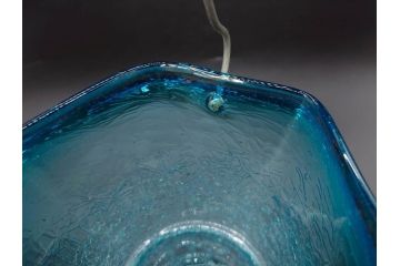 氷裂文　青色　ガラス　涼やかな佇まいのアイスペール(ひび焼き?、硝子、氷入れ、アイスバスケット、氷おけ、氷桶)(R-082813)
