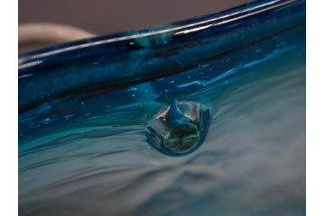 氷裂文　青色　ガラス　涼やかな佇まいのアイスペール(ひび焼き?、硝子、氷入れ、アイスバスケット、氷おけ、氷桶)(R-082813)