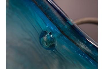 氷裂文　青色　ガラス　涼やかな佇まいのアイスペール(ひび焼き?、硝子、氷入れ、アイスバスケット、氷おけ、氷桶)(R-082813)