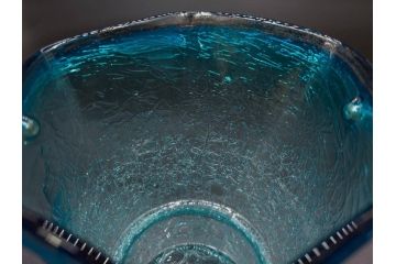氷裂文　青色　ガラス　涼やかな佇まいのアイスペール(ひび焼き?、硝子、氷入れ、アイスバスケット、氷おけ、氷桶)(R-082813)
