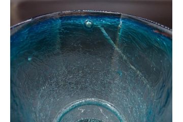 氷裂文　青色　ガラス　涼やかな佇まいのアイスペール(ひび焼き?、硝子、氷入れ、アイスバスケット、氷おけ、氷桶)(R-082813)