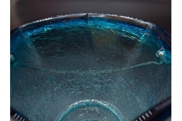 氷裂文　青色　ガラス　涼やかな佇まいのアイスペール(ひび焼き?、硝子、氷入れ、アイスバスケット、氷おけ、氷桶)(R-082813)