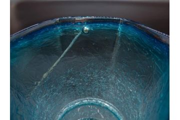 氷裂文　青色　ガラス　涼やかな佇まいのアイスペール(ひび焼き?、硝子、氷入れ、アイスバスケット、氷おけ、氷桶)(R-082813)