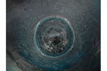 氷裂文　青色　ガラス　涼やかな佇まいのアイスペール(ひび焼き?、硝子、氷入れ、アイスバスケット、氷おけ、氷桶)(R-082813)
