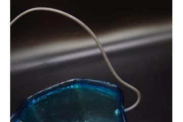 氷裂文　青色　ガラス　涼やかな佇まいのアイスペール(ひび焼き?、硝子、氷入れ、アイスバスケット、氷おけ、氷桶)(R-082813)
