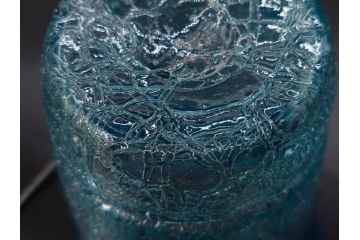 氷裂文　青色　ガラス　涼やかな佇まいのアイスペール(ひび焼き?、硝子、氷入れ、アイスバスケット、氷おけ、氷桶)(R-082813)