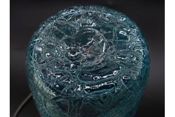 氷裂文　青色　ガラス　涼やかな佇まいのアイスペール(ひび焼き?、硝子、氷入れ、アイスバスケット、氷おけ、氷桶)(R-082813)