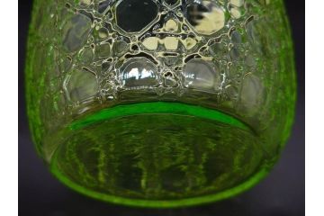 ウランガラス　籠目文　幻想的な色が美しいアイスペール(硝子、氷入れ、アイスバスケット、氷おけ、氷桶、アイストング付)(R-082814)