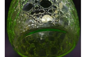 ウランガラス　籠目文　幻想的な色が美しいアイスペール(硝子、氷入れ、アイスバスケット、氷おけ、氷桶、アイストング付)(R-082814)