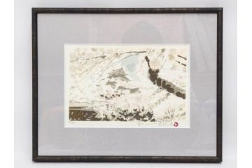 真作　1994年　橋本広喜　「春イメージ」　298/500　「夏イメージ」　AP　淡い色彩に心が癒されるリトグラフ2点セット(桜、城、山、風景、額付き、外箱付き)(R-082818)