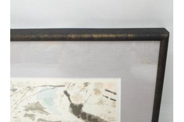 真作　1994年　橋本広喜　「春イメージ」　298/500　「夏イメージ」　AP　淡い色彩に心が癒されるリトグラフ2点セット(桜、城、山、風景、額付き、外箱付き)(R-082818)