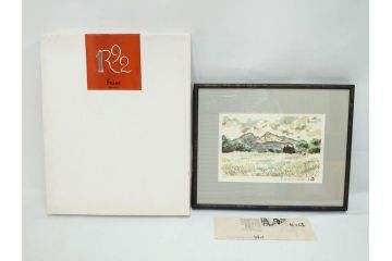 真作　1994年　橋本広喜　「春イメージ」　298/500　「夏イメージ」　AP　淡い色彩に心が癒されるリトグラフ2点セット(桜、城、山、風景、額付き、外箱付き)(R-082818)
