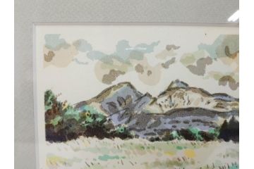 真作　1994年　橋本広喜　「春イメージ」　298/500　「夏イメージ」　AP　淡い色彩に心が癒されるリトグラフ2点セット(桜、城、山、風景、額付き、外箱付き)(R-082818)