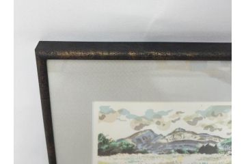 真作　1994年　橋本広喜　「春イメージ」　298/500　「夏イメージ」　AP　淡い色彩に心が癒されるリトグラフ2点セット(桜、城、山、風景、額付き、外箱付き)(R-082818)