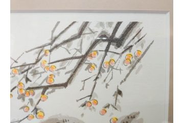 真作　1992年　1993年　橋本広喜　「秋イメージ」　439/500　「冬イメージ」　100/500　温かみと安らぎを感じるリトグラフ2点セット(柿、雪、山村、風景、サイン入り、額付、外箱付)(R-082819)