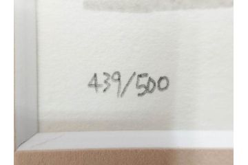 真作　1992年　1993年　橋本広喜　「秋イメージ」　439/500　「冬イメージ」　100/500　温かみと安らぎを感じるリトグラフ2点セット(柿、雪、山村、風景、サイン入り、額付、外箱付)(R-082819)