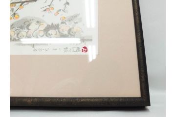 真作　1992年　1993年　橋本広喜　「秋イメージ」　439/500　「冬イメージ」　100/500　温かみと安らぎを感じるリトグラフ2点セット(柿、雪、山村、風景、サイン入り、額付、外箱付)(R-082819)