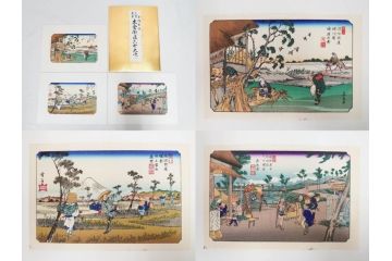 復刻版　山田書院　手摺　木版　歌川広重　渓斎英泉　全24巻・69図+肖像画　2枚欠品　木曽街道六十九次(木版画・浮世絵、中津川変わり図含)(R-082821)
