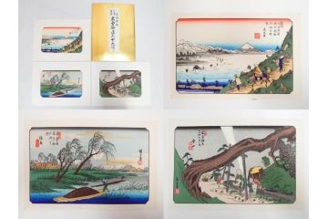 復刻版　山田書院　手摺　木版　歌川広重　渓斎英泉　全24巻・69図+肖像画　2枚欠品　木曽街道六十九次(木版画・浮世絵、中津川変わり図含)(R-082821)